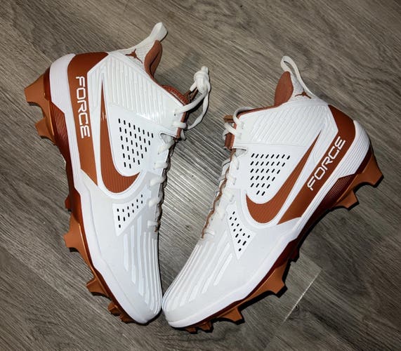Men's  Size M 14.0 (W 15.0) Nike Mid Top Force Savage Pro 3 Texas Longhorns PE Molded Cleats (New)