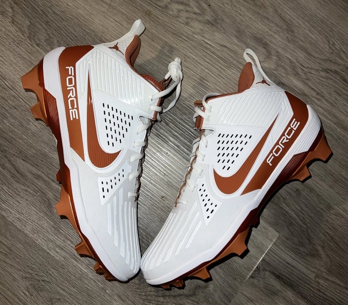 Men's  Size M 14.0 (W 15.0) Nike Mid Top Force Savage Pro 3 Texas Longhorns PE Molded Cleats (New)