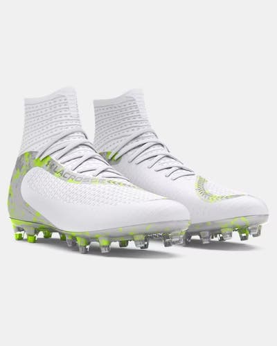 New men's 11 Under Armour highlight 2 MC white/green 3028659-100 football/lacrosse cleats