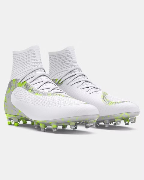 New men's 11 Under Armour highlight 2 MC white/green 3028659-100 football/lacrosse cleats