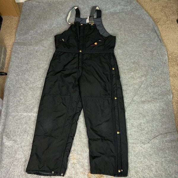 Vintage Carhartt Overalls Mens 40x30 Black Insulated Quilt Lined Work Bib Snow