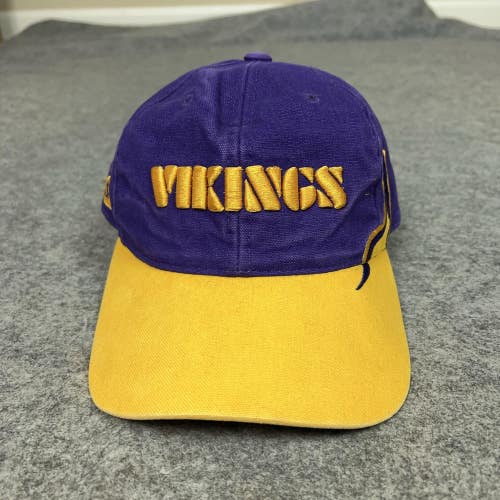 Vintage Minnesota Vikings Hat Cap Strap Back Purple Yellow NFL Football Mens 90s