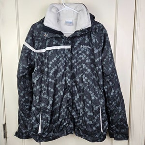 Columbia Interchange Hooded Coat Jacket Black Bubbles 3-in-1 Winter Womens: XL