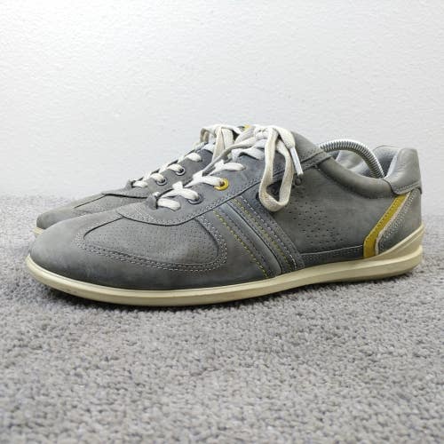 Ecco Chander Casual Mens Size 44 EU Shoes Low Top Gray Leather Lace Up Sneakers