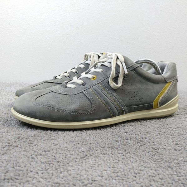Ecco Chander Casual Mens Size 44 EU Shoes Low Top Gray Leather Lace Up Sneakers