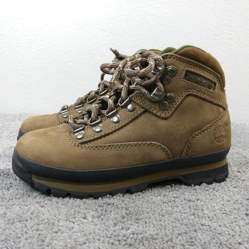 Timberland Euro Hiker Boots Womens 6 Hiking Shoes Brown Leather Outdoor Lace Up