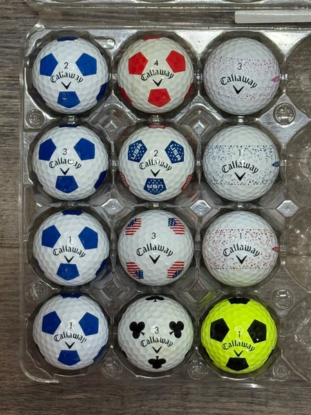 12 Callaway ERC Soft, Chrome Soft, Supersoft Golf Balls; Truvis TruTrack Design
