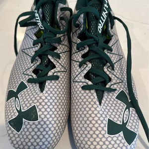 Under Armour Mens Football Cleat 13 Wide Gray Green Shoe Lacrosse Nitro Low