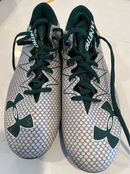 Under Armour Mens Football Cleat 13 Wide Gray Green Shoe Lacrosse Nitro Low