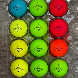 12 Callaway Supersoft Golf Balls - Yellow, Green, Red, Orange, Blue Colors