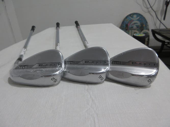 Cobra King Snakebite Chrome Wedge Set - 52.12 - 56.12 - 60.11- Stiff Steel - NEW