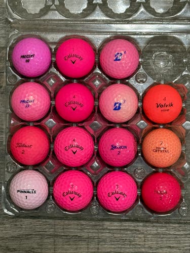 15 Pink Golf Balls - Callaway, Bridgestone, Precept, Titleist, Pinnacle Brands