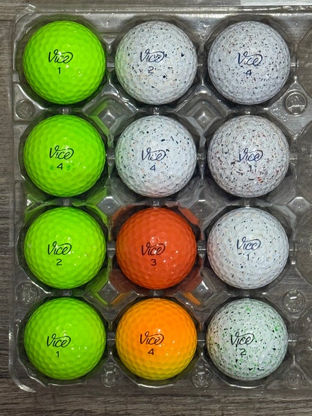12 Vice Golf Balls (Pro, Pro Plus) - Colored or Drip Design - 5A MINT CONDITION