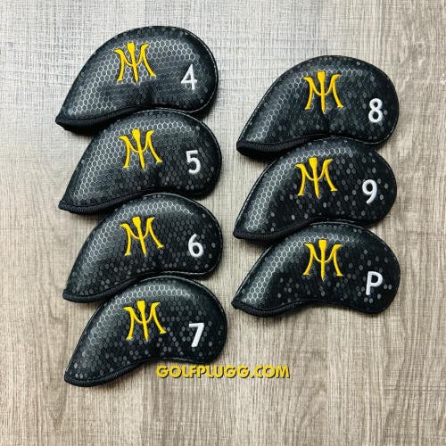 Leather Miura Magnetic Iron Covers 4-PW, Black and Gold