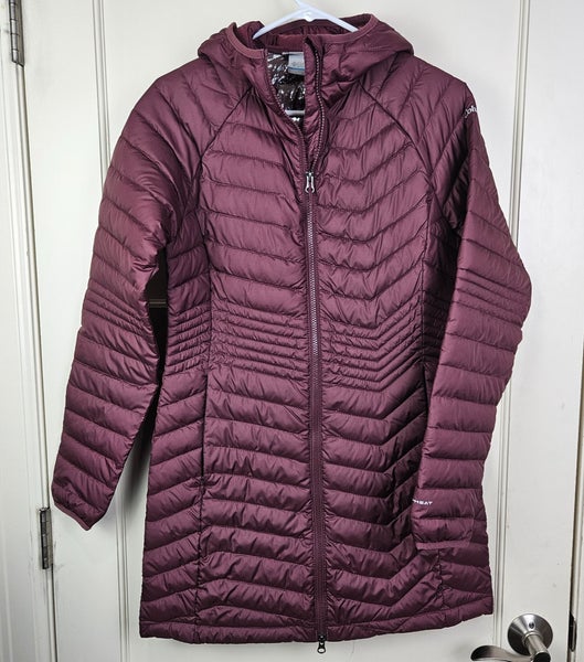 Columbia Powder Lite Omni-Heat Quilted Long Puffer Jacket Burgundy Size: M