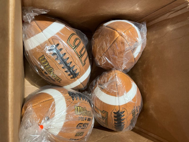 Wilson GST 1003 Box Of 4 - NCAA/HS Leather Game Footballs (WTF1003) NEW W/logo