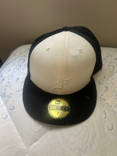 Fear Of God Hat Cap Mens Fitted 7 1/2 Black White New Era Wool Essentials
