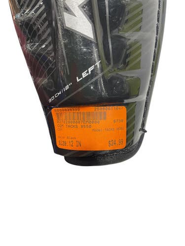 Used CCM TACKS 9550 Junior Shin Guards Black 12" 11847-S000028390