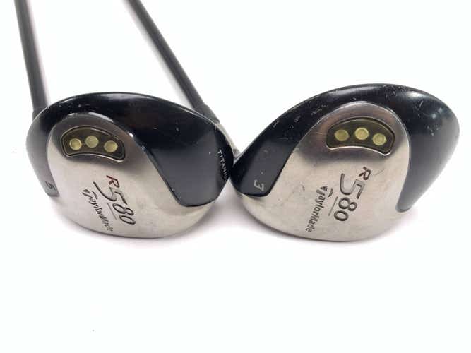 TaylorMade R580 3 & 5 Fairway Wood Set 15* 18* MAS2 Ultralite 60g Stiff Mens RH