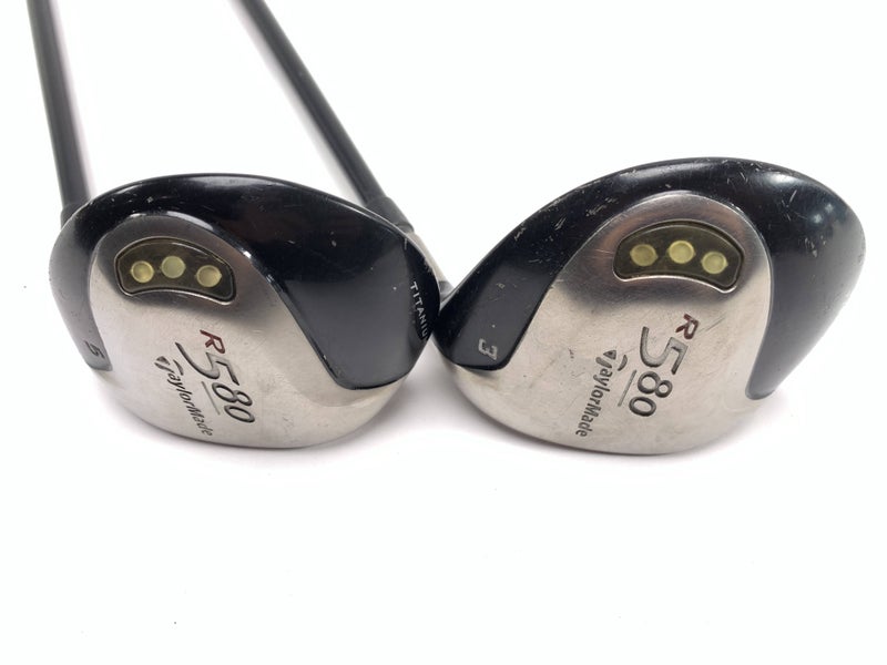 TaylorMade R580 3 & 5 Fairway Wood Set 15* 18* MAS2 Ultralite 60g Stiff Mens RH