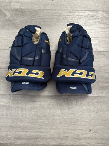 Notre Dame Game Worn CCM HG12 Gloves 13" Pro Stock (Used)