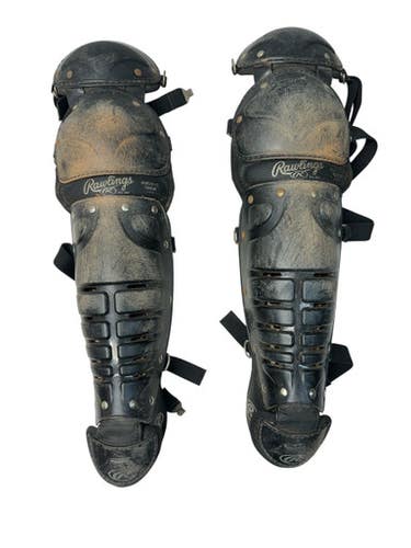 Used Rawlings 76DCW INT SHINGUARD Catchers Leg Guards Black Intermed 11835-S000197201