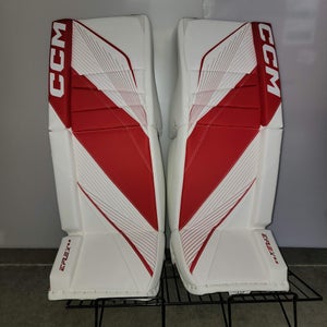 31+1" CCM Eflex 6.9 Goalie Leg Pads (New) White / Red