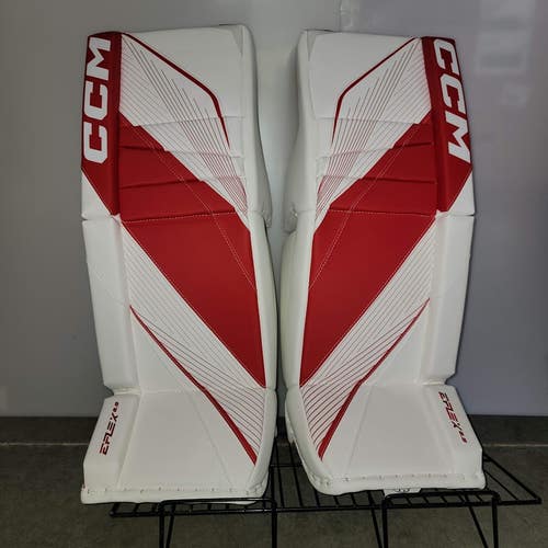 31+1" CCM Eflex 6.9 Goalie Leg Pads (New) White / Red