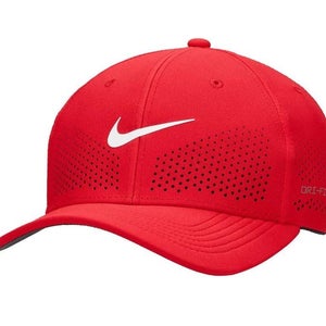 Nike Dri-FIT ADV Rise Structured SwooshFlex Hat Cap FB5633 Size M/L Red/White