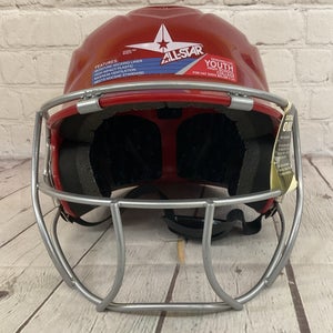All-Star BH3010 Youth Face-Guard Softball Helmet Gloss Red 5 7/8 - 6 3/4