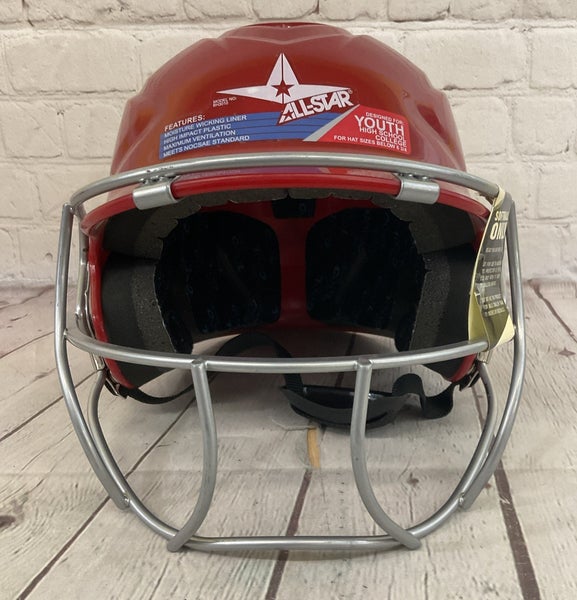 All-Star BH3010 Youth Face-Guard Softball Helmet Gloss Red 5 7/8 - 6 3/4