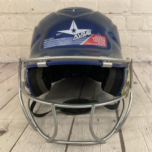 All-Star BH3010 Youth Face-Guard Softball Helmet Gloss Blue 5 7/8 - 6 3/4