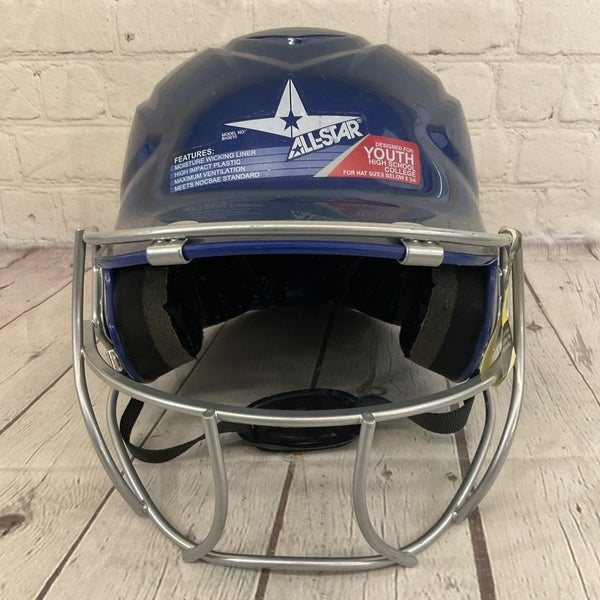 All-Star BH3010 Youth Face-Guard Softball Helmet Gloss Blue 5 7/8 - 6 3/4