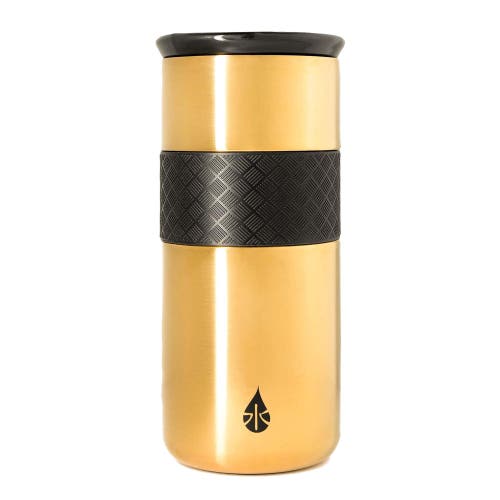 Elemental 16oz gold Artisan Triple Wall Insulated Tumbler Travel Mug ceramic lid