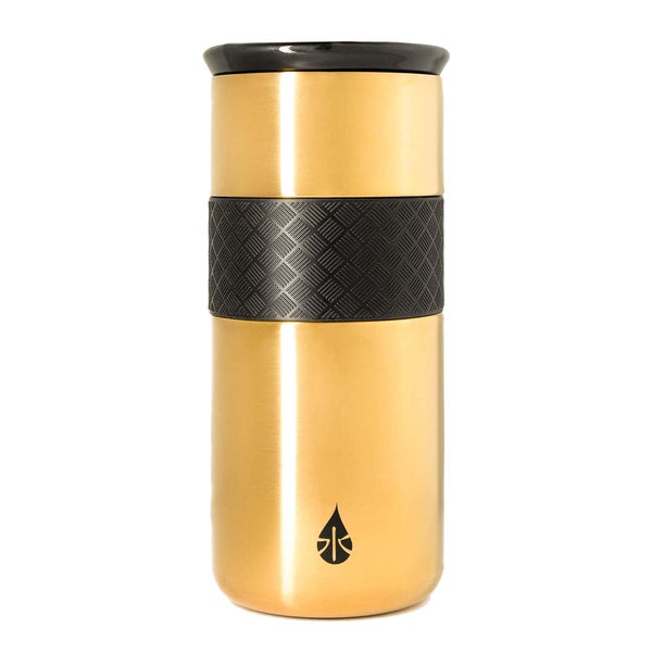 Elemental 16oz gold Artisan Triple Wall Insulated Tumbler Travel Mug ceramic lid
