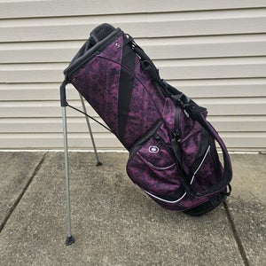 Ogio Featherlite Luxe 8 Way Divider Stand Golf Bag Purple Black Floral EUC