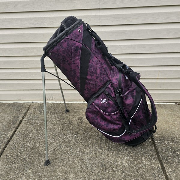 Ogio Featherlite Luxe 8 Way Divider Stand Golf Bag Purple Black Floral EUC