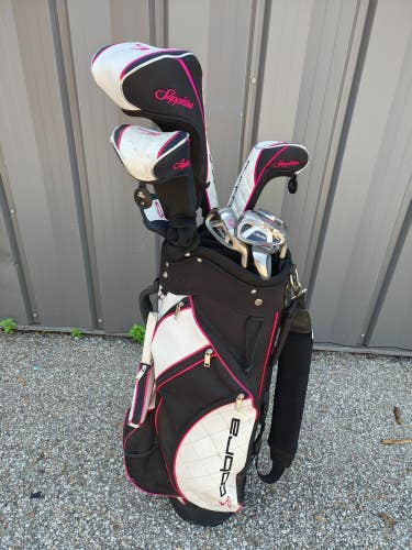 Cobra Pink Sapphire 11 Piece Ladies Flex Graphite Complete Golf Set Cart Bag