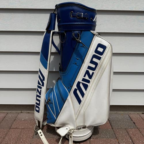 Vintage Mizuno Staff Tour Golf Bag Blue White Retro 6 Way Dividers 90s