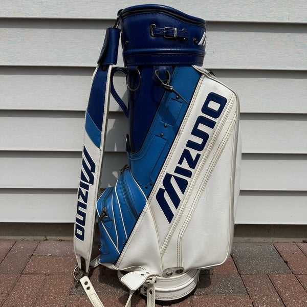 Vintage Mizuno Staff Tour Golf Bag Blue White Retro 6 Way Dividers 90s