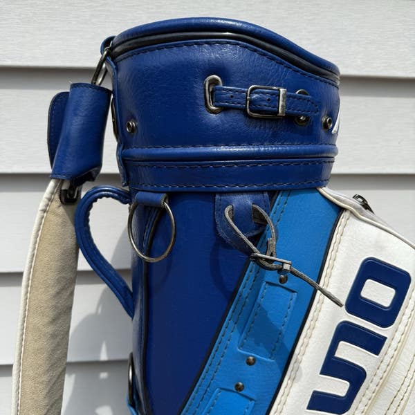 Vintage Mizuno Staff Tour Golf Bag Blue White Retro 6 Way Dividers