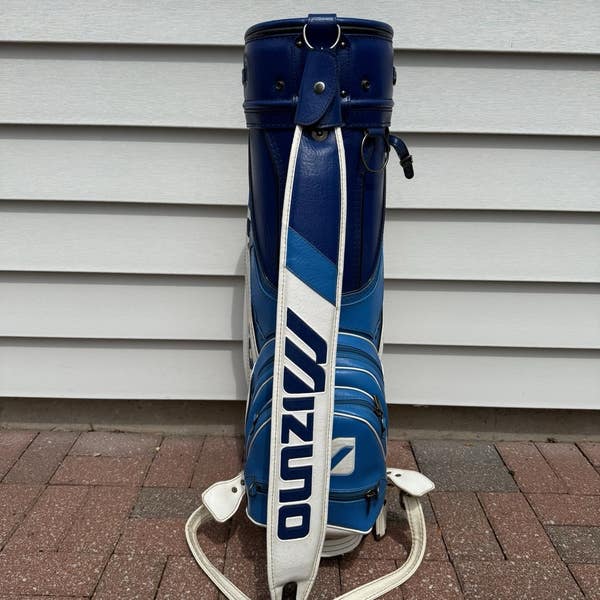 Vintage Mizuno Staff Tour Golf Bag Blue White Retro 6 Way Dividers