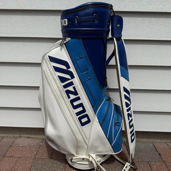 Vintage Mizuno Staff Tour Golf Bag Blue White Retro 6 Way Dividers
