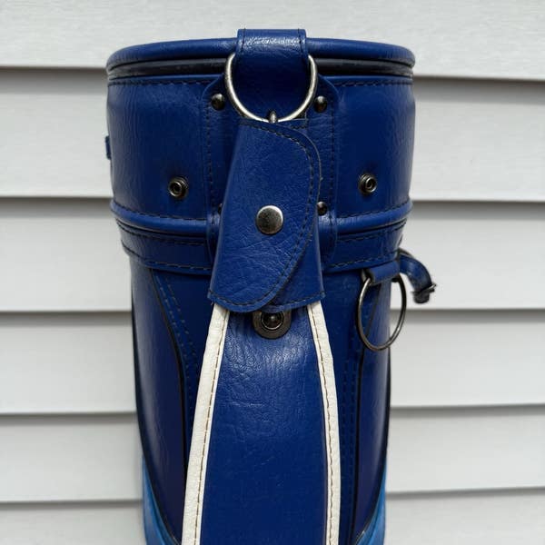 Vintage Mizuno Staff Tour Golf Bag Blue White Retro 6 Way Dividers