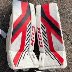 White 30" Intermediate CCM Axis 1.5 Goalie Leg Pads (Used)