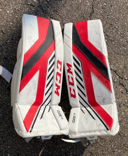 White 30" Intermediate CCM Axis 1.5 Goalie Leg Pads (Used)