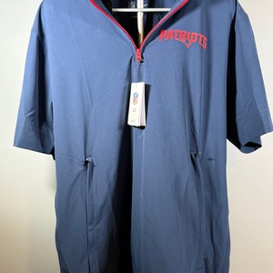 NwT Nike Navy New England Patriots 2024 Sideline Short Sleeve Half-Zip Convertible Hoodie Jacket