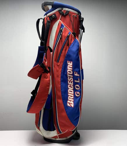 Bridgestone Lightweight Stand Bag Red Blue 4-Way Divide Dual Strap Golf Bag