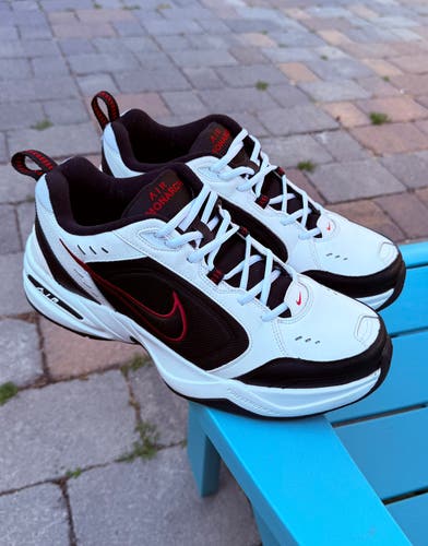 Men's Nike Air Monarch IV 415445-101 White/Red Cross Training Sneakers - Size 12
