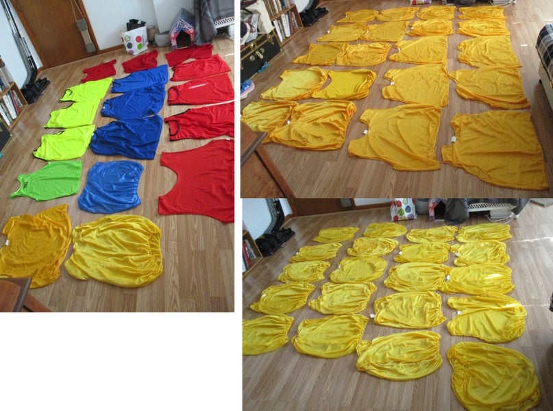 Over 50 used Hockey Scrimmage Vests Pinnies Gold, Yellow, and Assorted